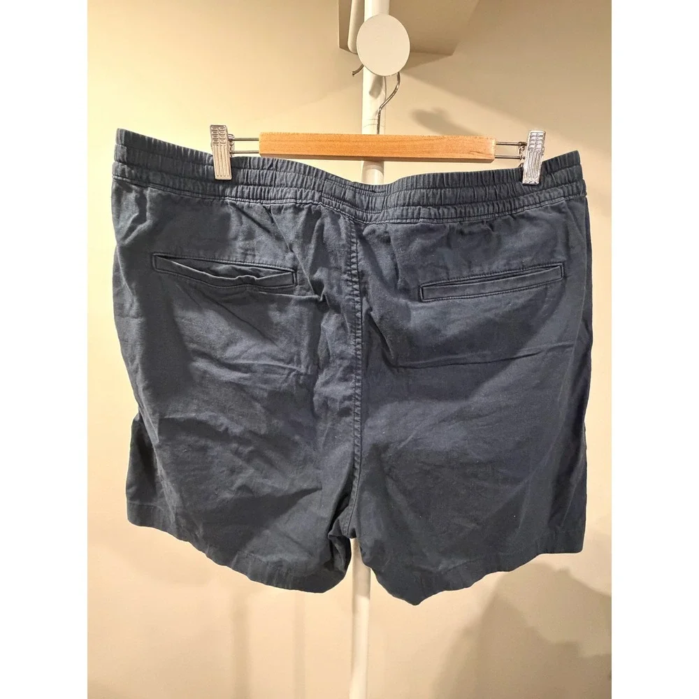 Abercrombie & Fitch Men's Navy Blue Linen Blend Pull On Drawstring Shorts XL